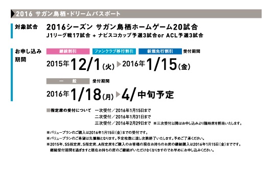 16サガン鳥栖 ドリームパスポート 販売のお知らせ 特典修正 障がい者割引について サガン鳥栖 公式 オフィシャルサイト